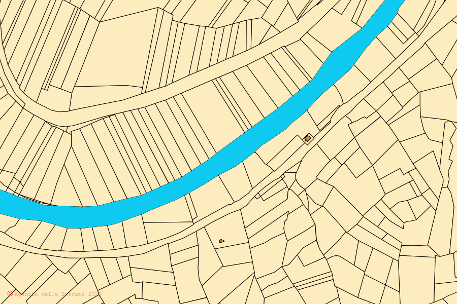 Mappa catastale del centro di Castelnuovo Belbo: particelle e fabbricati, cartografia Agenzia delle Entrate