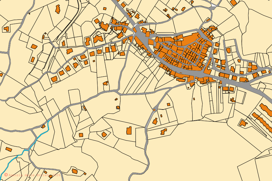 Mappa catastale del centro di Castelnuovo di Farfa: particelle e fabbricati, cartografia Agenzia delle Entrate