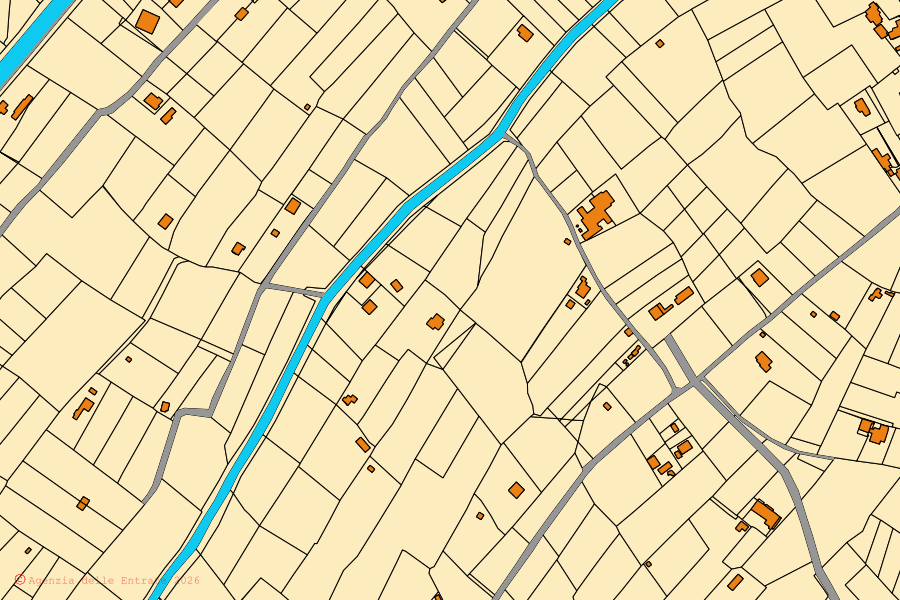 Mappa catastale del centro di Castelnuovo Magra: particelle e fabbricati, cartografia Agenzia delle Entrate