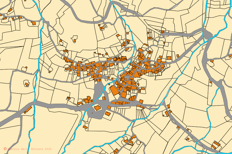 Mappa catastale del centro di Castelpizzuto: particelle e fabbricati, cartografia Agenzia delle Entrate
