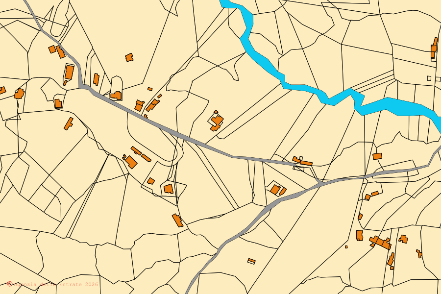 Mappa catastale del centro di Castelsaraceno: particelle e fabbricati, cartografia Agenzia delle Entrate