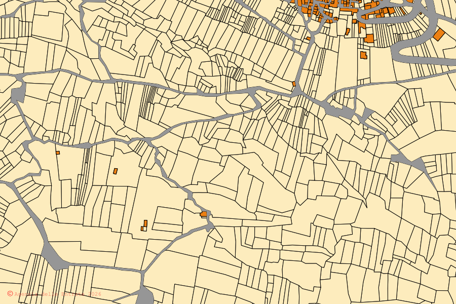 Mappa catastale del centro di Castelvecchio Calvisio: particelle e fabbricati, cartografia Agenzia delle Entrate