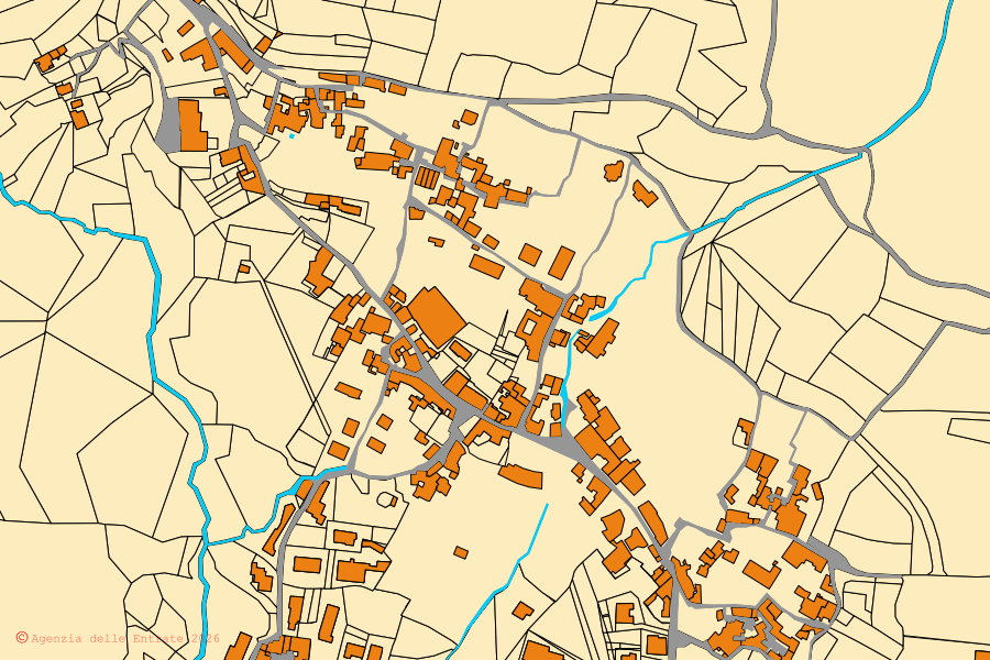 Mappa catastale del centro di Castiglione del Genovesi: particelle e fabbricati, cartografia Agenzia delle Entrate