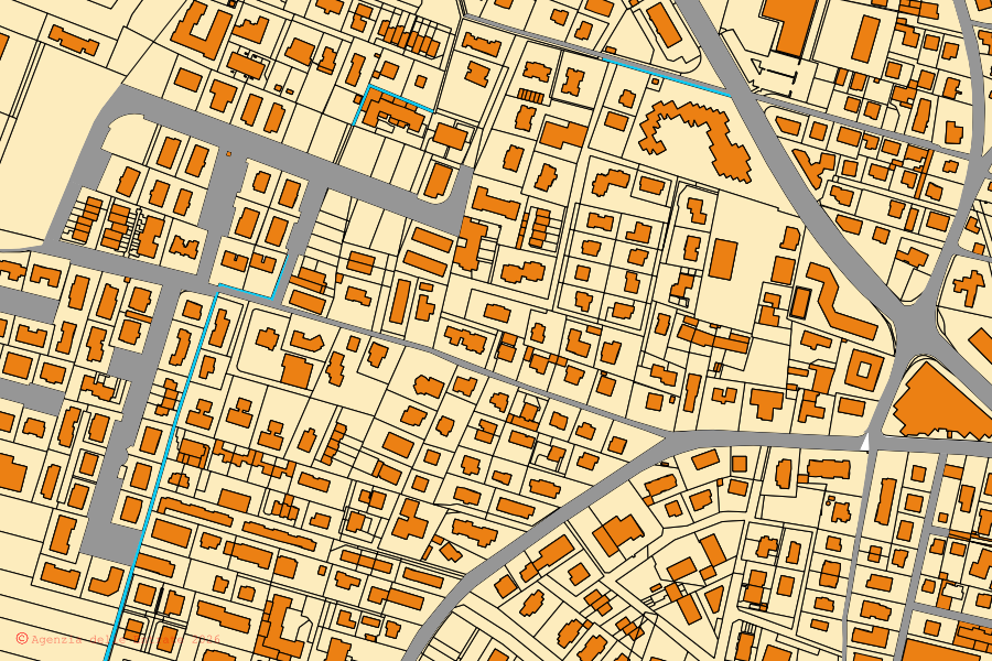 Mappa catastale del centro di Castiglione delle Stiviere: particelle e fabbricati, cartografia Agenzia delle Entrate