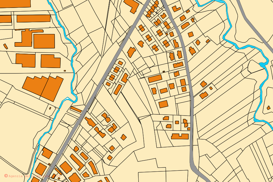 Mappa catastale del centro di Castiglione Falletto: particelle e fabbricati, cartografia Agenzia delle Entrate