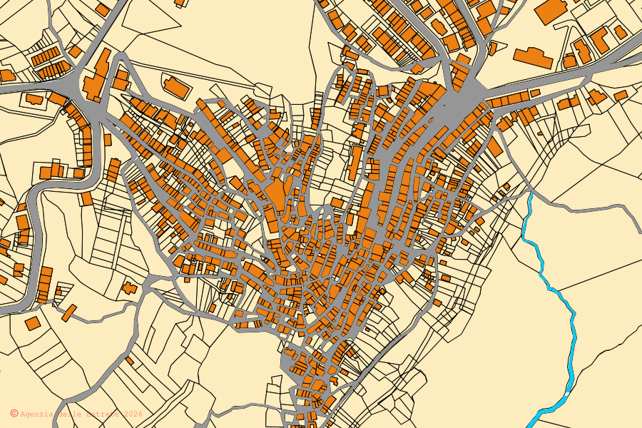 Mappa catastale del centro di Castiglione Messer Marino: particelle e fabbricati, cartografia Agenzia delle Entrate