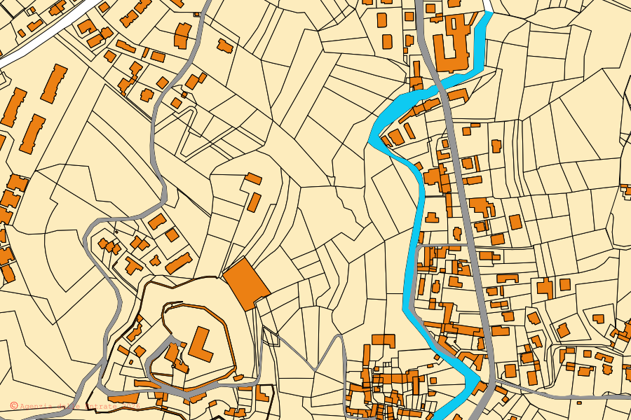 Mappa catastale del centro di Castiglione Torinese: particelle e fabbricati, cartografia Agenzia delle Entrate