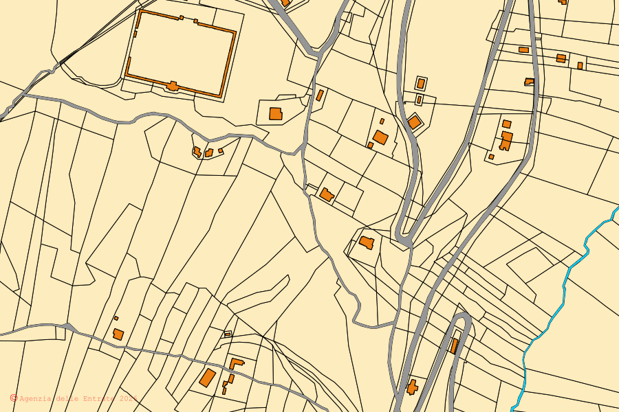 Mappa catastale del centro di Castilenti: particelle e fabbricati, cartografia Agenzia delle Entrate