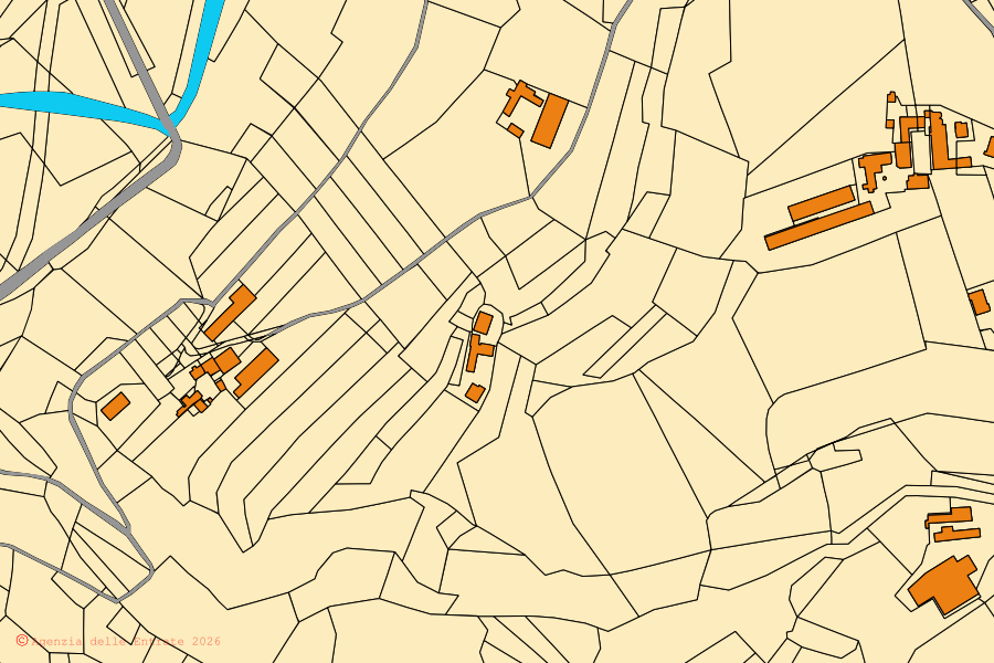 Mappa catastale del centro di Castino: particelle e fabbricati, cartografia Agenzia delle Entrate