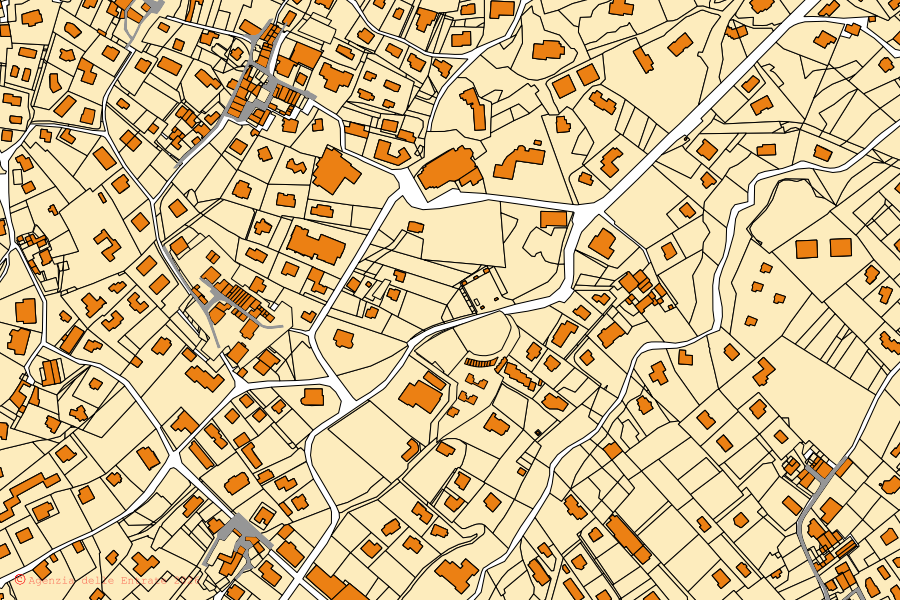 Mappa catastale del centro di Castione della Presolana: particelle e fabbricati, cartografia Agenzia delle Entrate