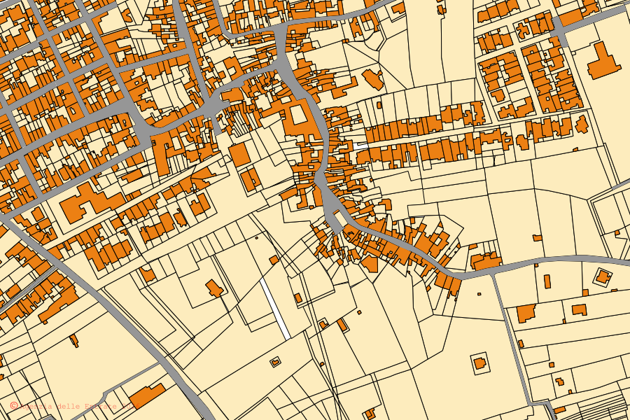 Mappa catastale del centro di Castri di Lecce: particelle e fabbricati, cartografia Agenzia delle Entrate