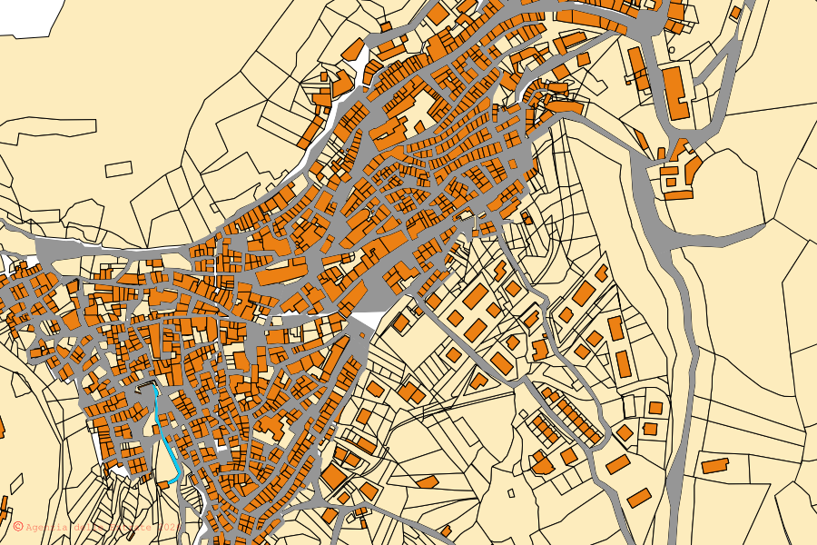 Mappa catastale del centro di Castronovo di Sicilia: particelle e fabbricati, cartografia Agenzia delle Entrate