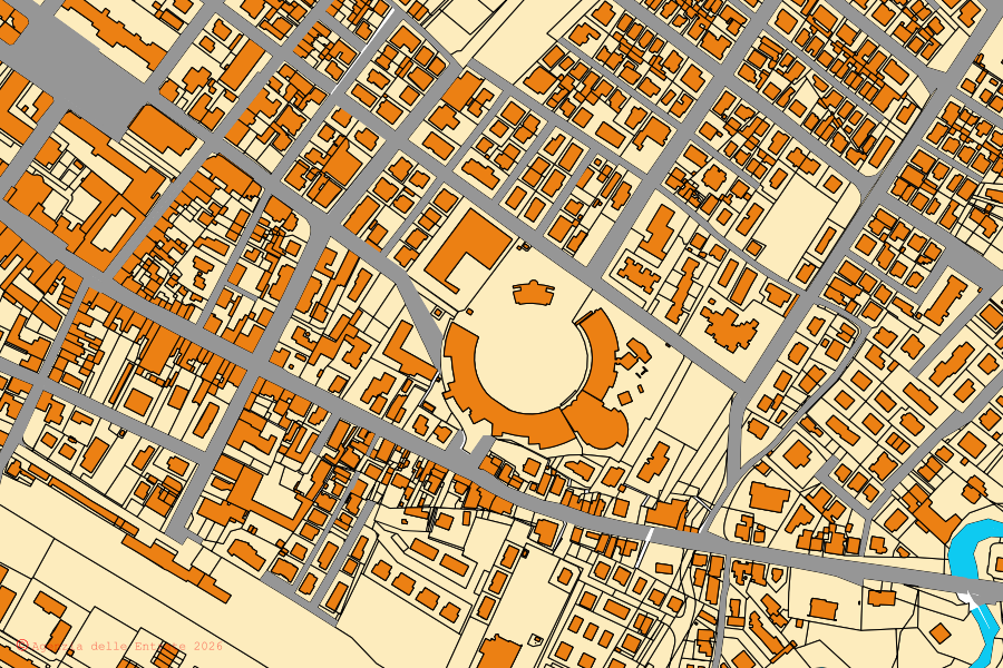 Mappa catastale del centro di Cattolica: particelle e fabbricati, cartografia Agenzia delle Entrate