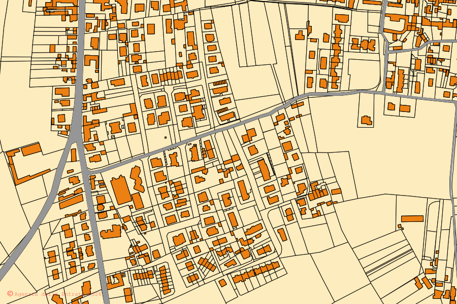Mappa catastale del centro di Cava Manara: particelle e fabbricati, cartografia Agenzia delle Entrate