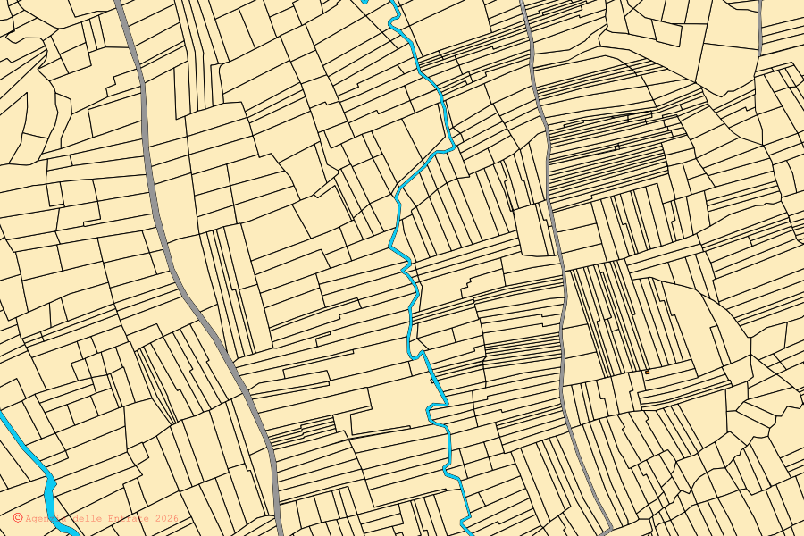 Mappa catastale del centro di Cavaglio d'Agogna: particelle e fabbricati, cartografia Agenzia delle Entrate