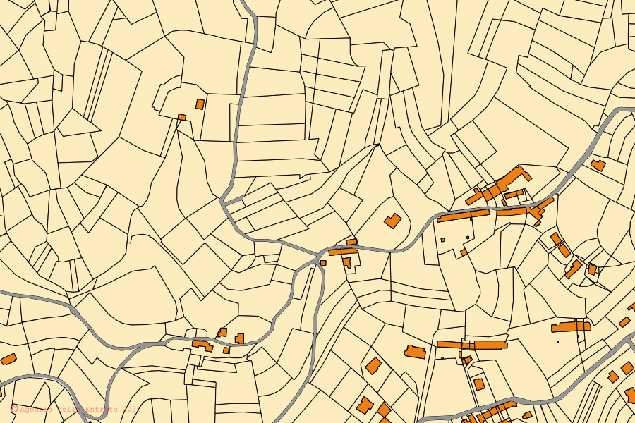 Mappa catastale del centro di Cavagnolo: particelle e fabbricati, cartografia Agenzia delle Entrate
