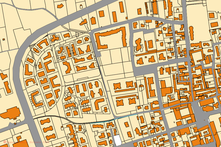 Mappa catastale del centro di Cavenago di Brianza: particelle e fabbricati, cartografia Agenzia delle Entrate