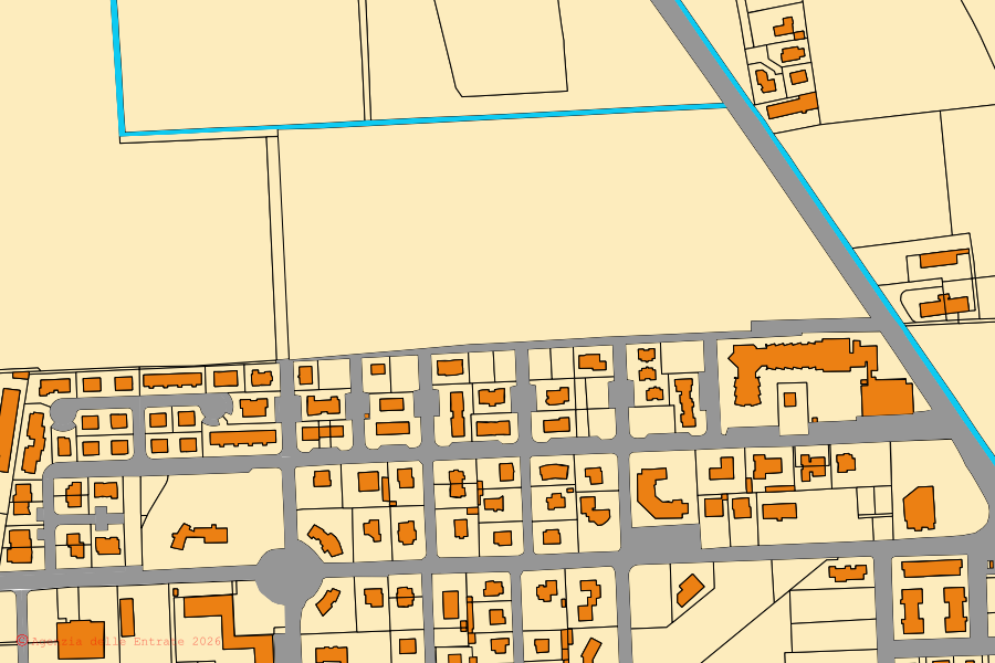 Mappa catastale del centro di Cavernago: particelle e fabbricati, cartografia Agenzia delle Entrate
