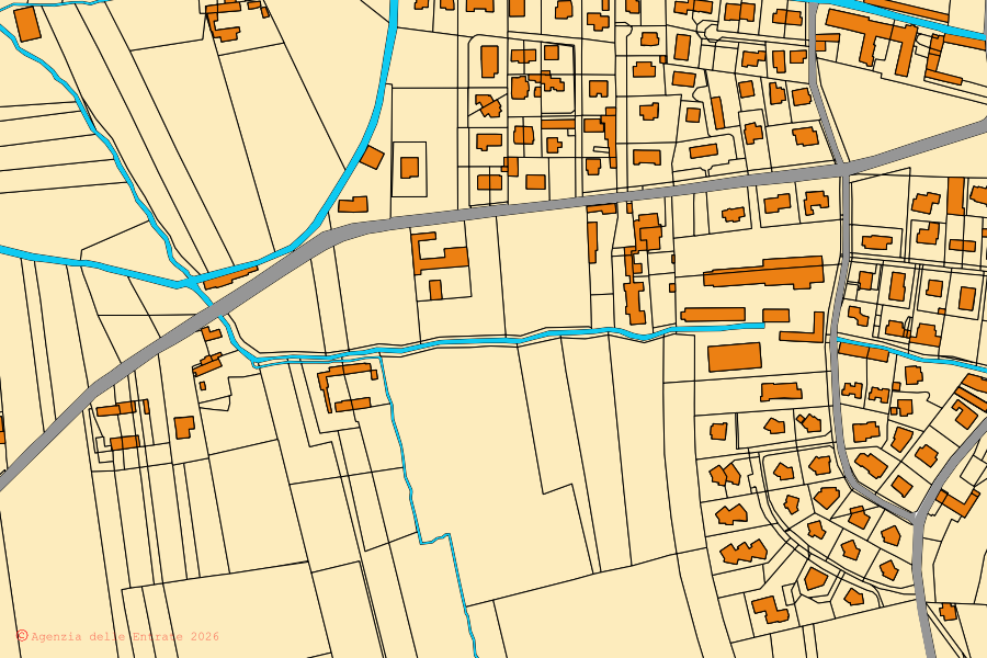 Mappa catastale del centro di Cavour: particelle e fabbricati, cartografia Agenzia delle Entrate
