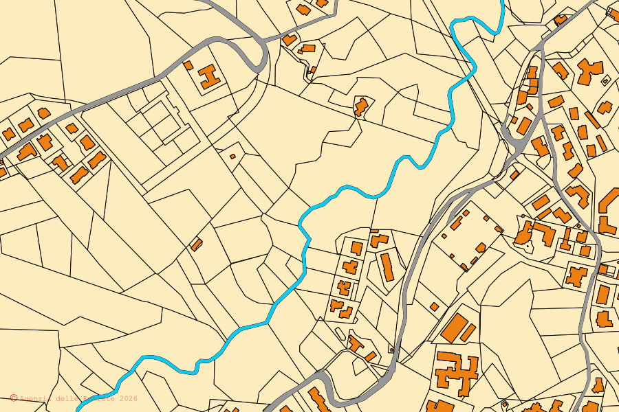 Mappa catastale del centro di Cavriglia: particelle e fabbricati, cartografia Agenzia delle Entrate