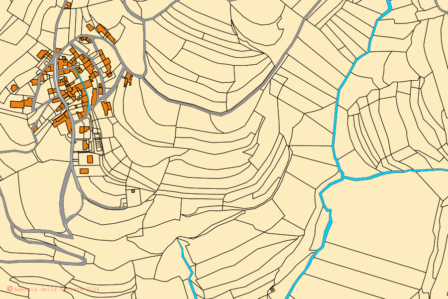 Mappa catastale del centro di Cazzano di Tramigna: particelle e fabbricati, cartografia Agenzia delle Entrate