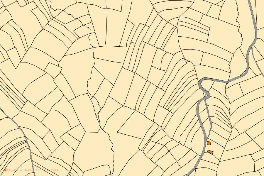 Mappa catastale del centro di Cecima: particelle e fabbricati, cartografia Agenzia delle Entrate
