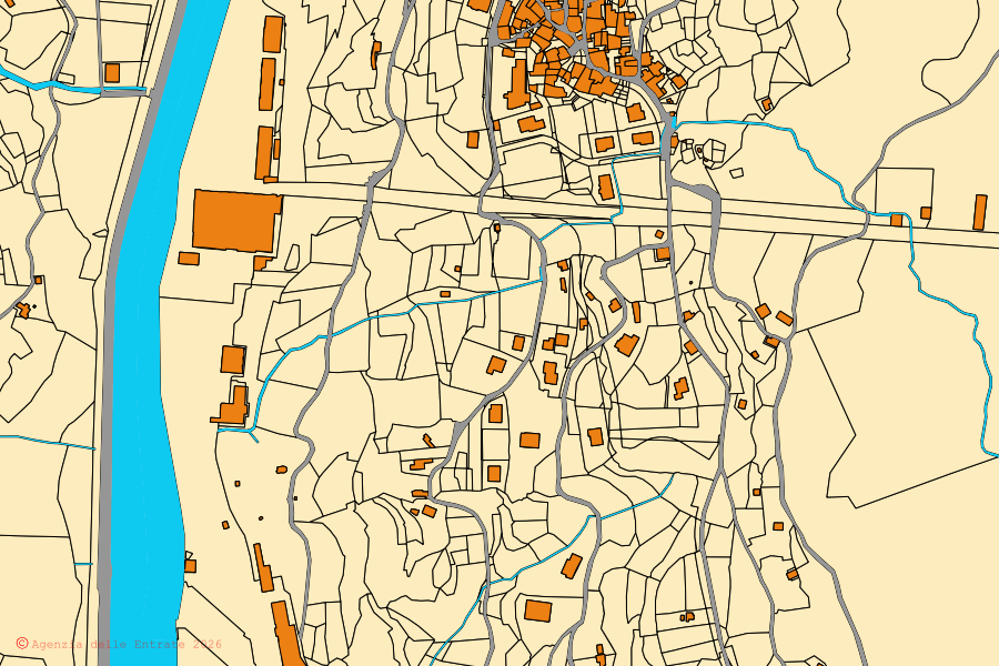 Mappa catastale del centro di Cedegolo: particelle e fabbricati, cartografia Agenzia delle Entrate