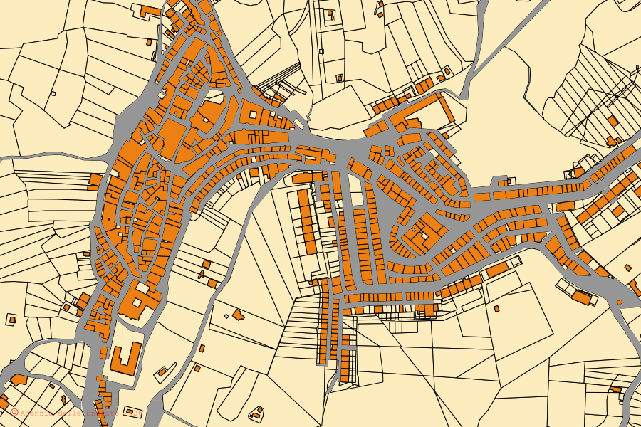 Mappa catastale del centro di Celenza Valfortore: particelle e fabbricati, cartografia Agenzia delle Entrate