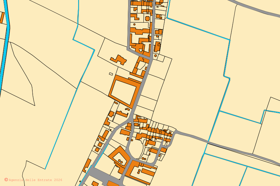 Mappa catastale del centro di Cella Dati: particelle e fabbricati, cartografia Agenzia delle Entrate