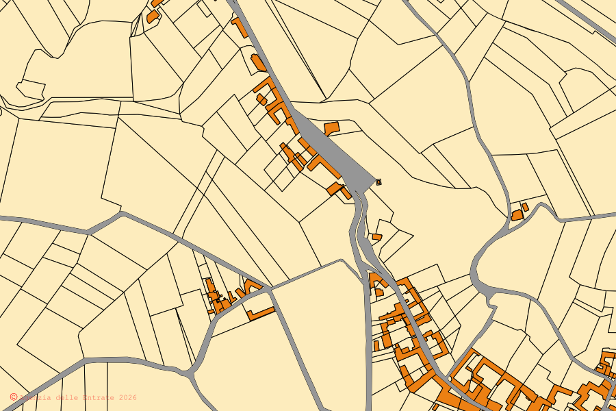 Mappa catastale del centro di Cella Monte: particelle e fabbricati, cartografia Agenzia delle Entrate