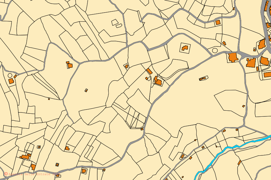 Mappa catastale del centro di Cellara: particelle e fabbricati, cartografia Agenzia delle Entrate