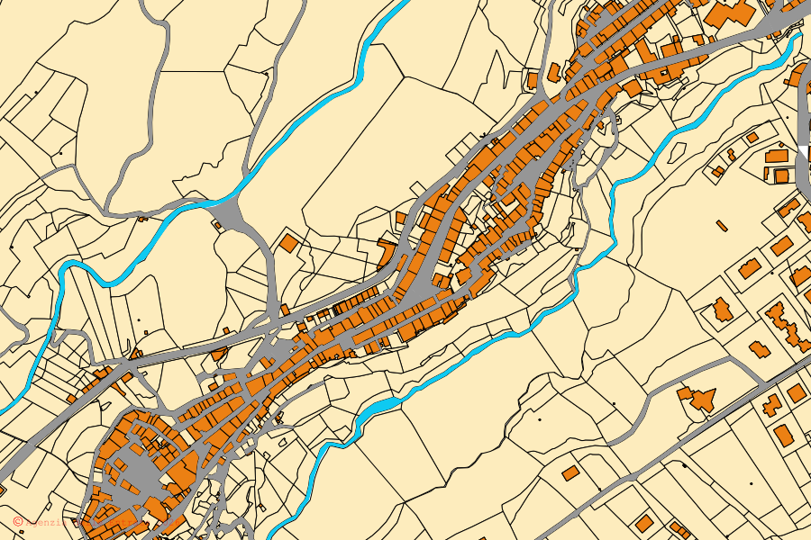 Mappa catastale del centro di Cellere: particelle e fabbricati, cartografia Agenzia delle Entrate