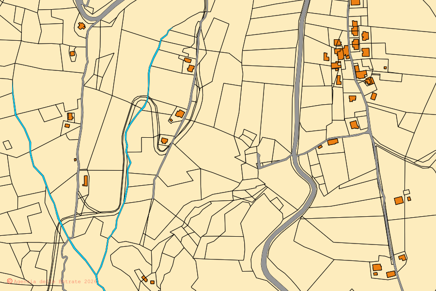 Mappa catastale del centro di Cellino Attanasio: particelle e fabbricati, cartografia Agenzia delle Entrate
