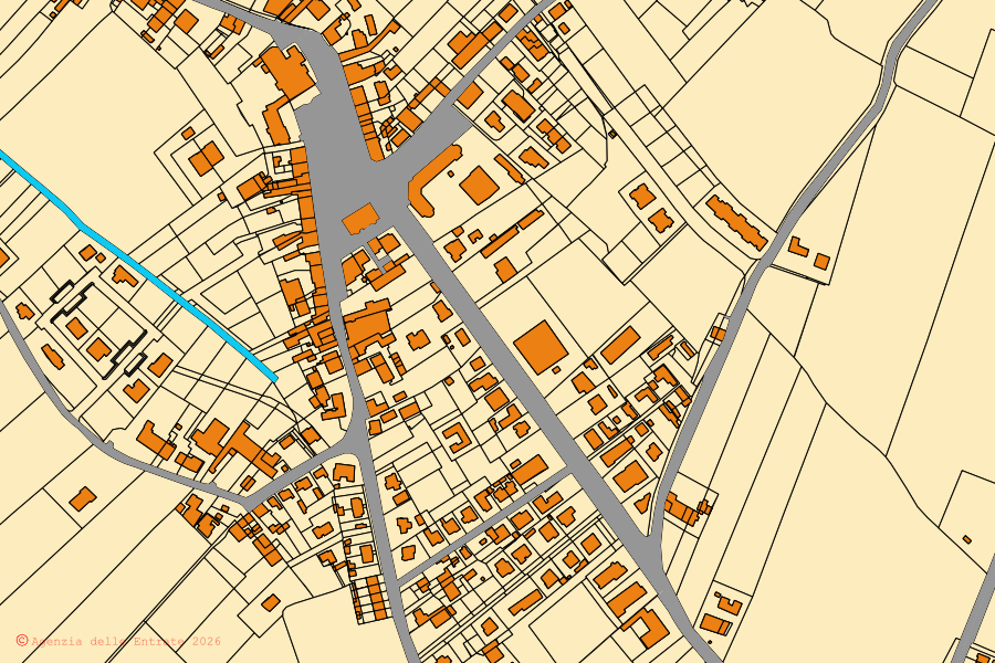Mappa catastale del centro di Ceneselli: particelle e fabbricati, cartografia Agenzia delle Entrate
