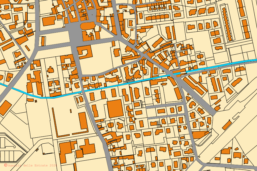Mappa catastale del centro di Centallo: particelle e fabbricati, cartografia Agenzia delle Entrate