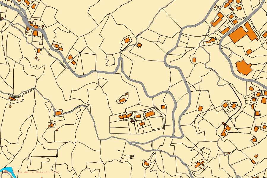 Mappa catastale del centro di Ceranesi: particelle e fabbricati, cartografia Agenzia delle Entrate