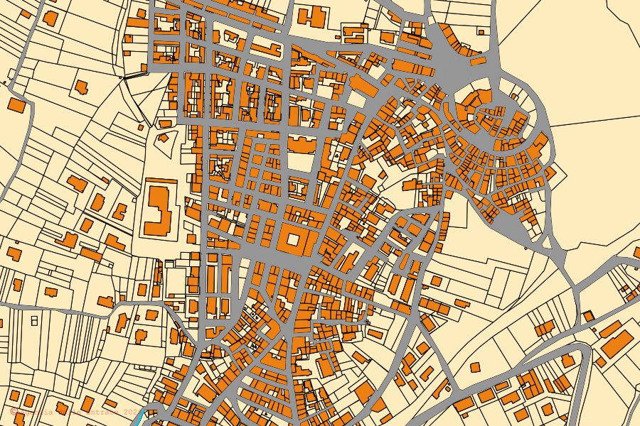 Mappa catastale del centro di Cerchio: particelle e fabbricati, cartografia Agenzia delle Entrate