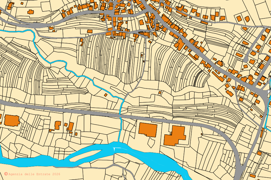 Mappa catastale del centro di Cercivento: particelle e fabbricati, cartografia Agenzia delle Entrate