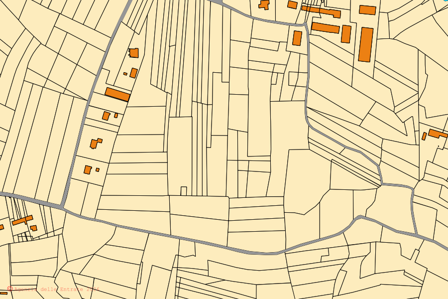 Mappa catastale del centro di Ceresole Alba: particelle e fabbricati, cartografia Agenzia delle Entrate
