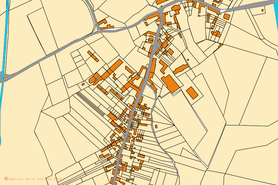 Mappa catastale del centro di Ceretto Lomellina: particelle e fabbricati, cartografia Agenzia delle Entrate