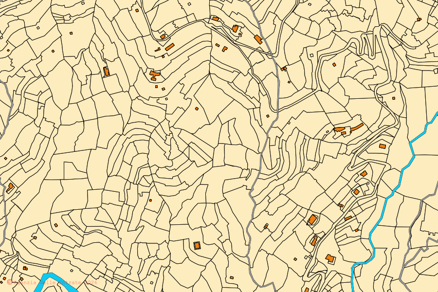 Mappa catastale del centro di Ceriana: particelle e fabbricati, cartografia Agenzia delle Entrate
