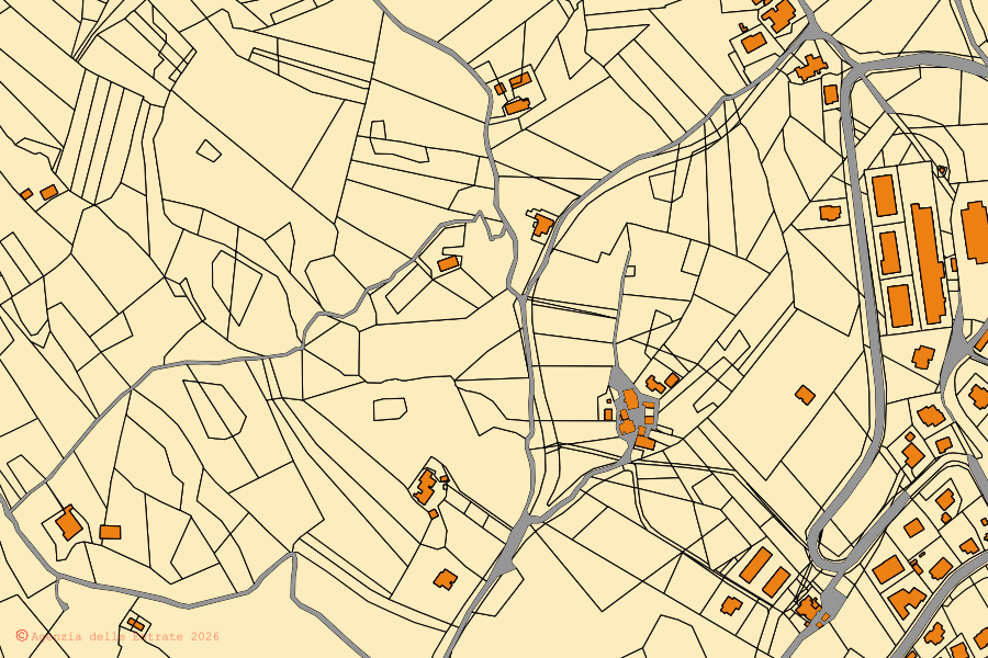 Mappa catastale del centro di Cermignano: particelle e fabbricati, cartografia Agenzia delle Entrate