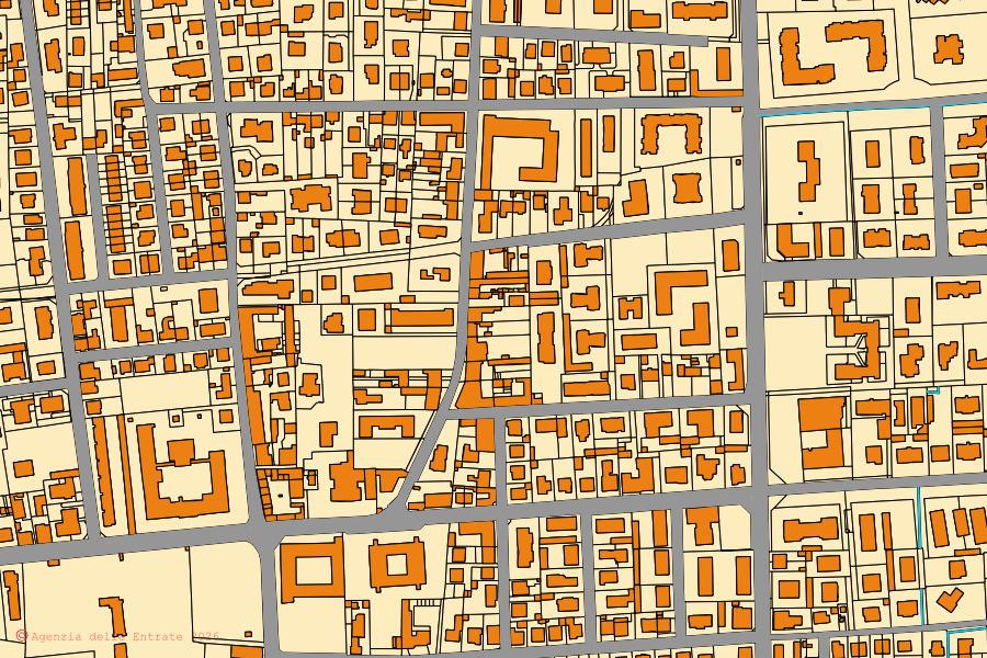 Mappa catastale del centro di Cernusco sul Naviglio: particelle e fabbricati, cartografia Agenzia delle Entrate