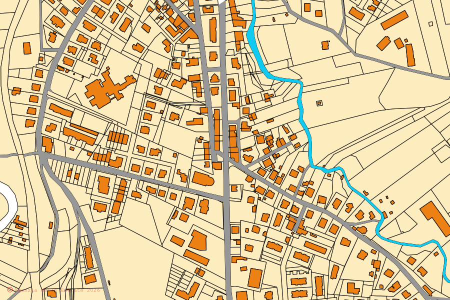 Mappa catastale del centro di Cerreto d'Esi: particelle e fabbricati, cartografia Agenzia delle Entrate