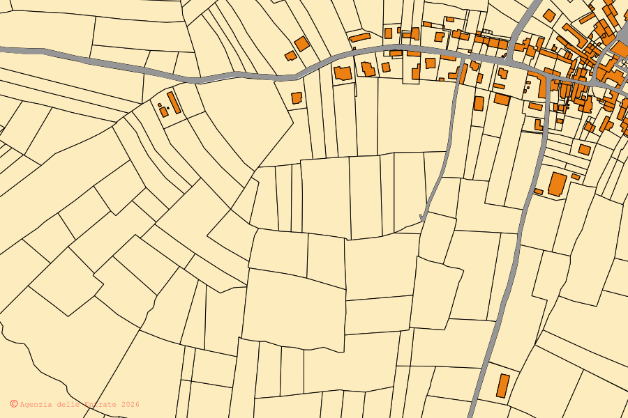 Mappa catastale del centro di Cerreto Grue: particelle e fabbricati, cartografia Agenzia delle Entrate