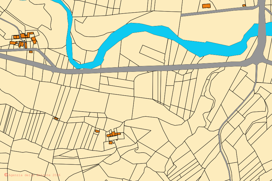 Mappa catastale del centro di Cerrione: particelle e fabbricati, cartografia Agenzia delle Entrate