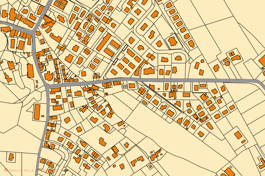 Mappa catastale del centro di Cervarese Santa Croce: particelle e fabbricati, cartografia Agenzia delle Entrate