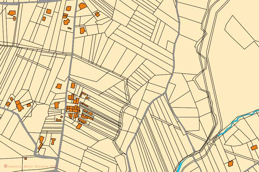 Mappa catastale del centro di Cervaro: particelle e fabbricati, cartografia Agenzia delle Entrate