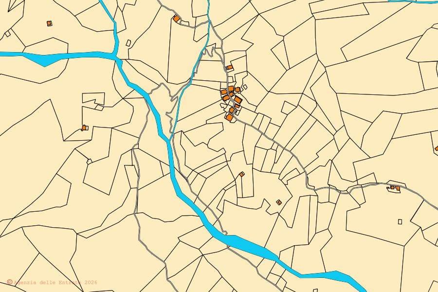 Mappa catastale del centro di Cervatto: particelle e fabbricati, cartografia Agenzia delle Entrate