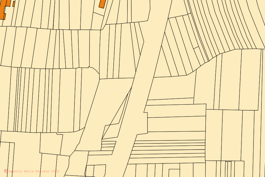 Mappa catastale del centro di Cervere: particelle e fabbricati, cartografia Agenzia delle Entrate